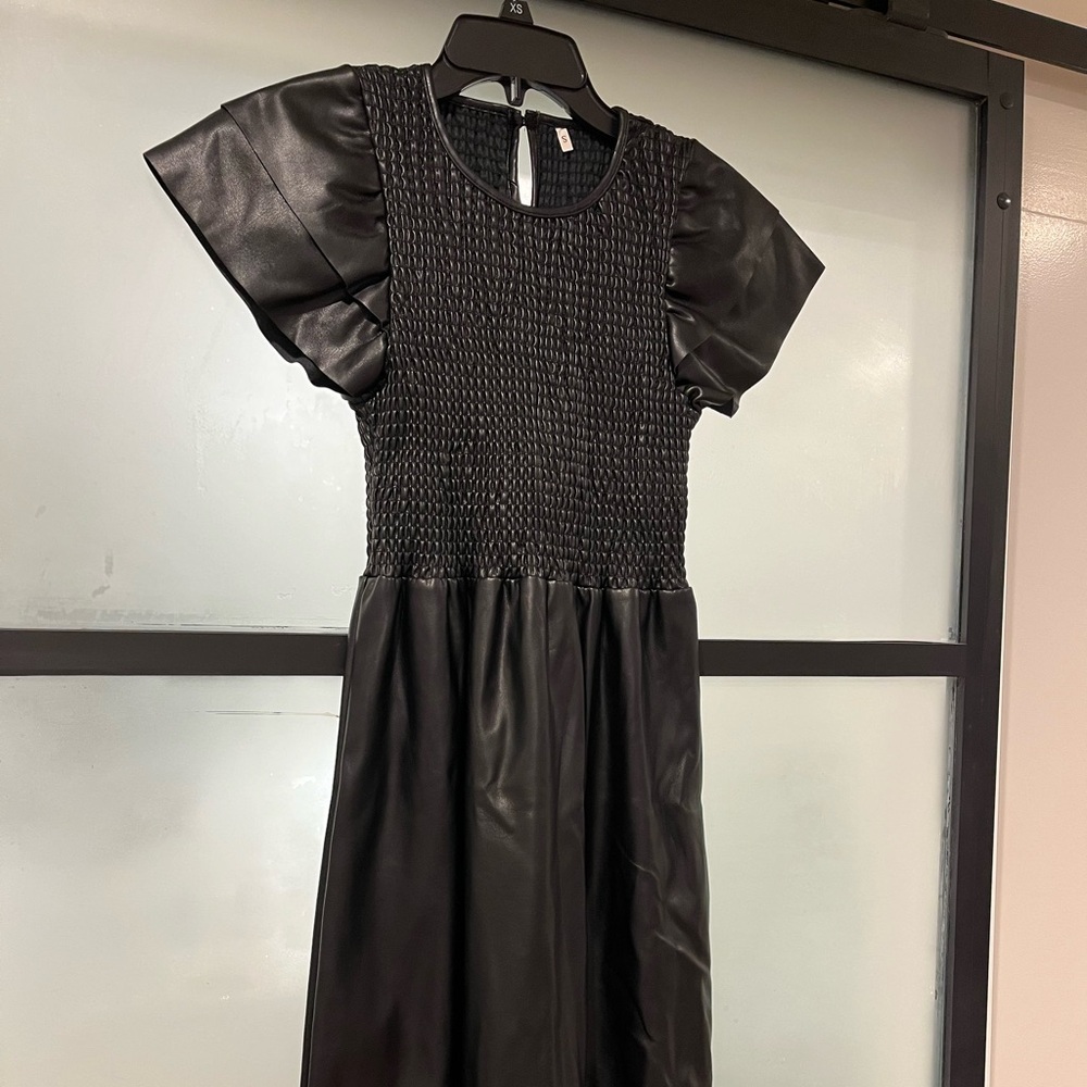 Black faux leather maxi/midi dress
